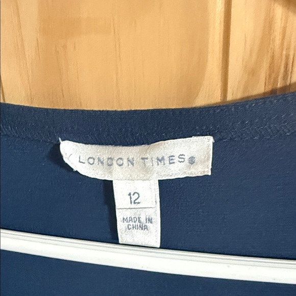 London Times Blue and Black Midi Dress - Picture 2 of 4